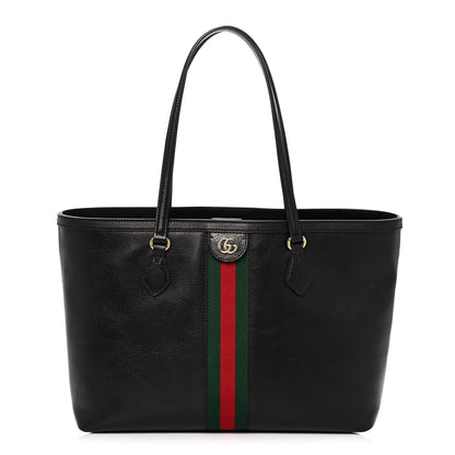 Gucci Textured Calfskin Web Medium Ophidia Shopping Tote Black 1 of 13