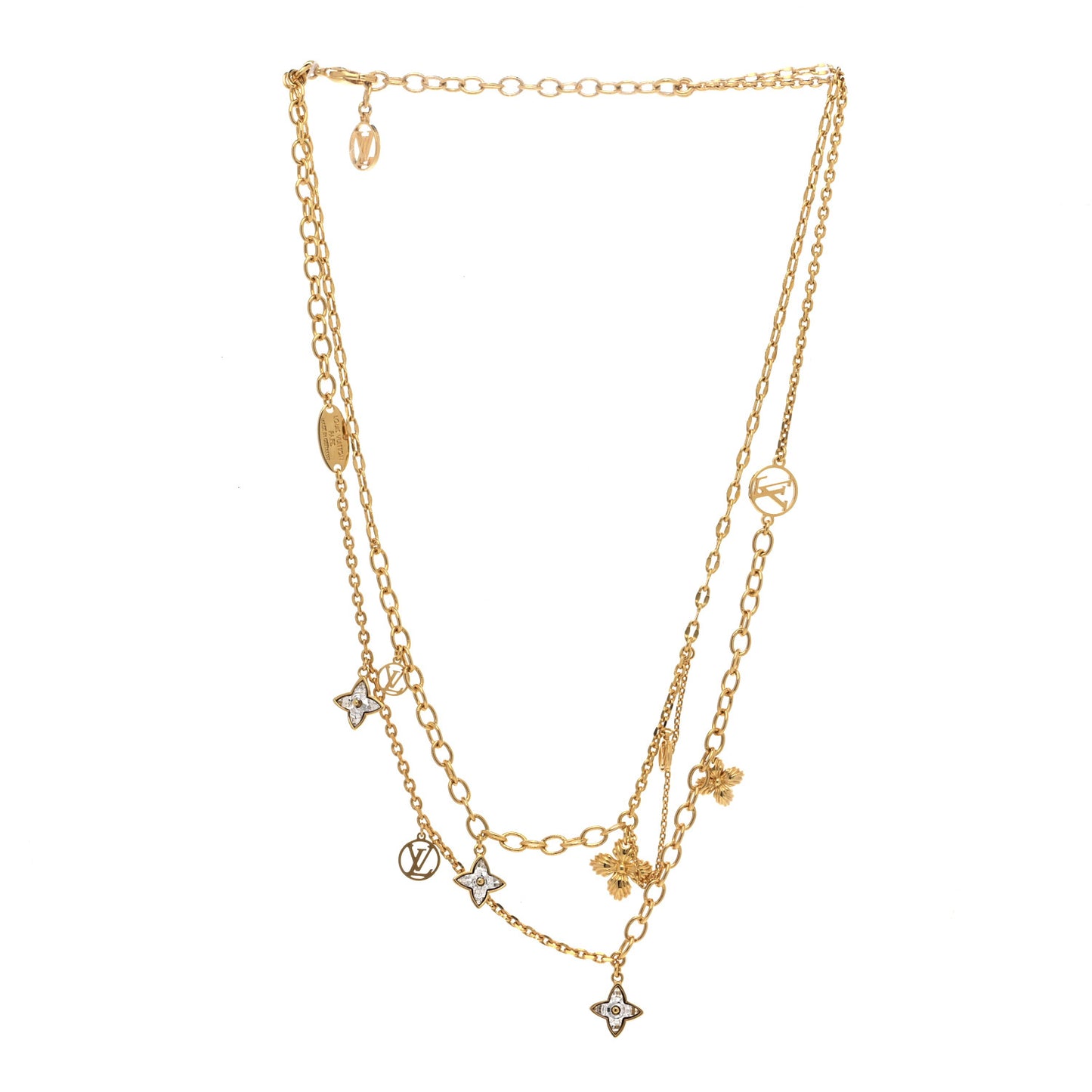 Metal Blooming Strass Necklace Gold