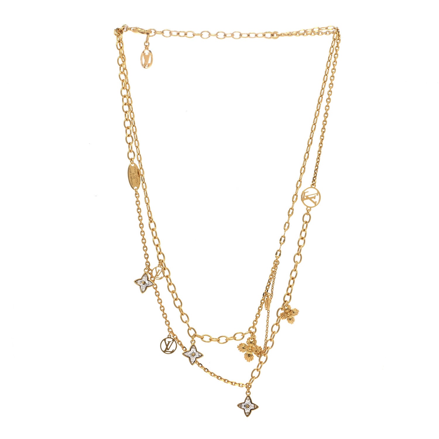 Louis Vuitton Metal Blooming Strass Necklace Gold 3 of 7