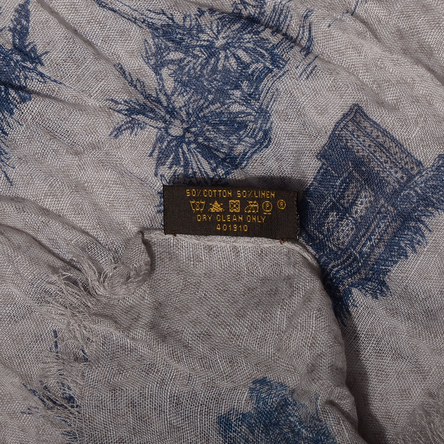 Louis Vuitton Cotton Linen Toile Etole De Louis Pareo Blue 7 of 7