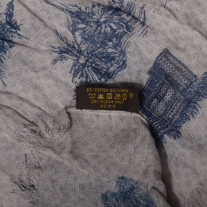 Louis Vuitton Cotton Linen Toile Etole De Louis Pareo Blue 7 of 7