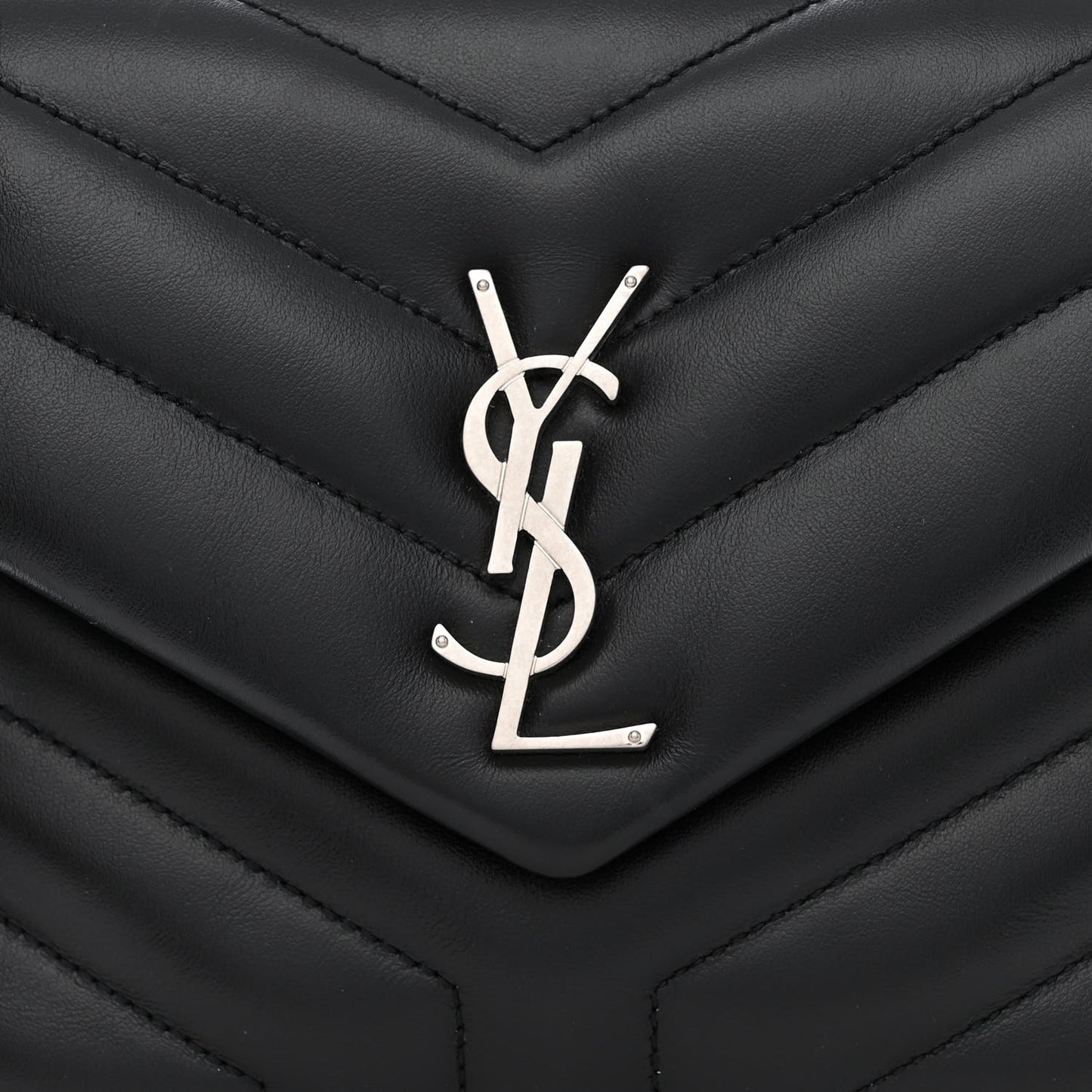 Calfskin Y Quilted Monogram Small Loulou Chain Satchel Black
