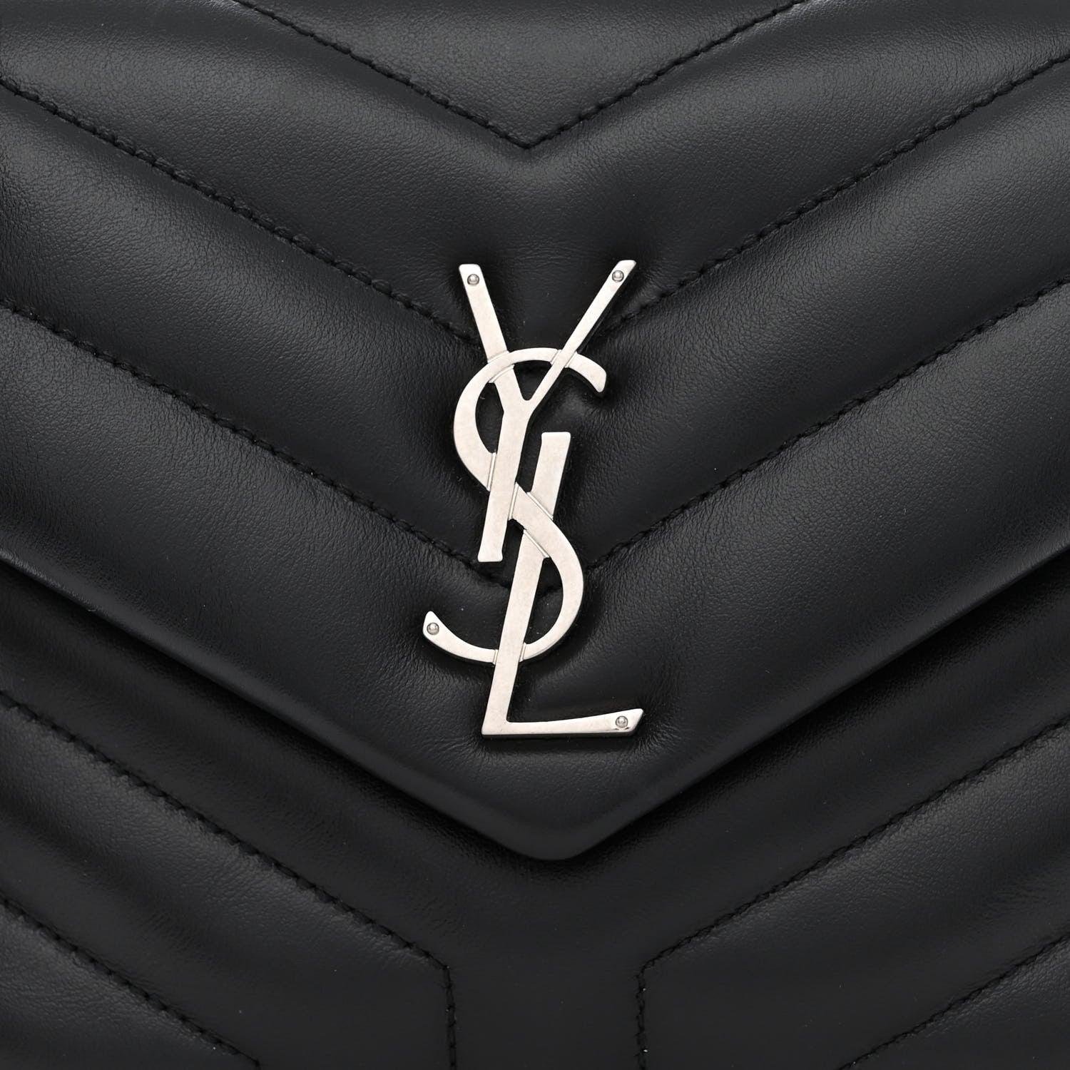 Saint Laurent Calfskin Y Quilted Monogram Small Loulou Chain Satchel Black 8 of 10