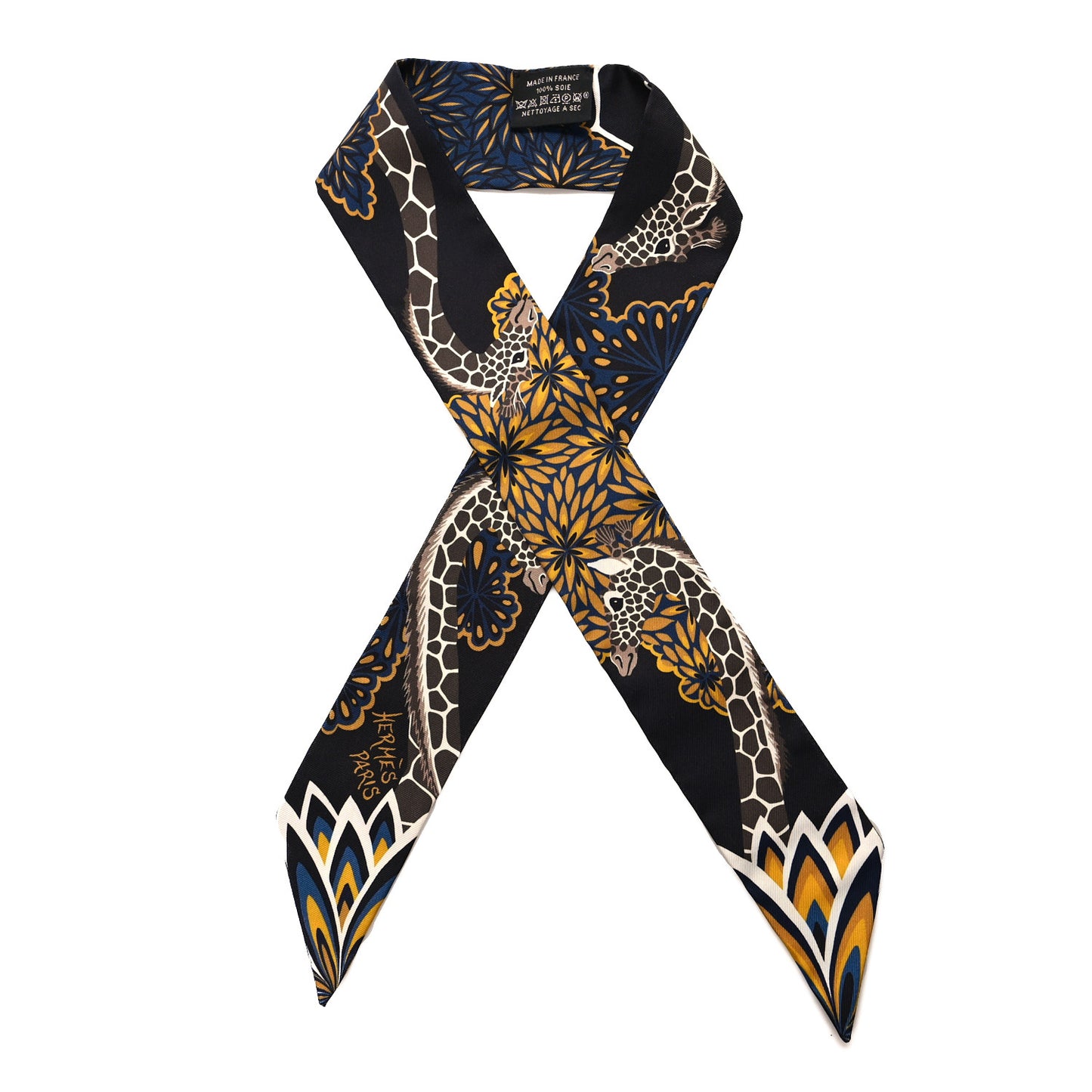 Silk Three Graces Twilly Black Gold Taupe