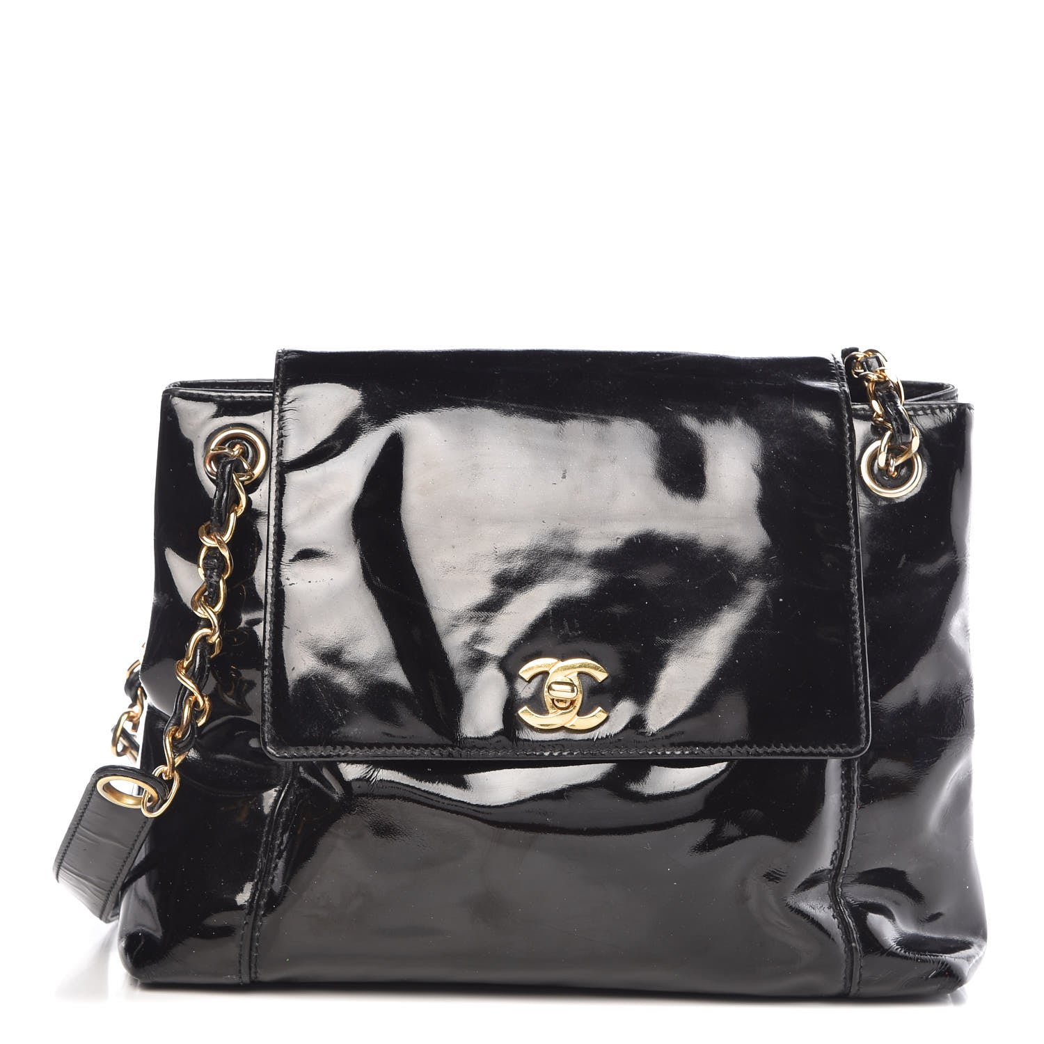 Chanel Patent Flap Shoulder Bag Black 1 of 21