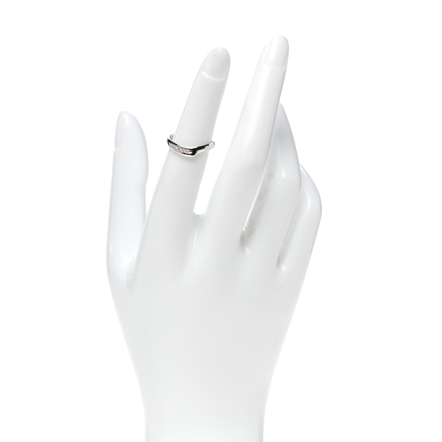 Tiffany Platinum Diamond Elsa Peretti Open Heart Band Ring 49 4.75 3 of 8