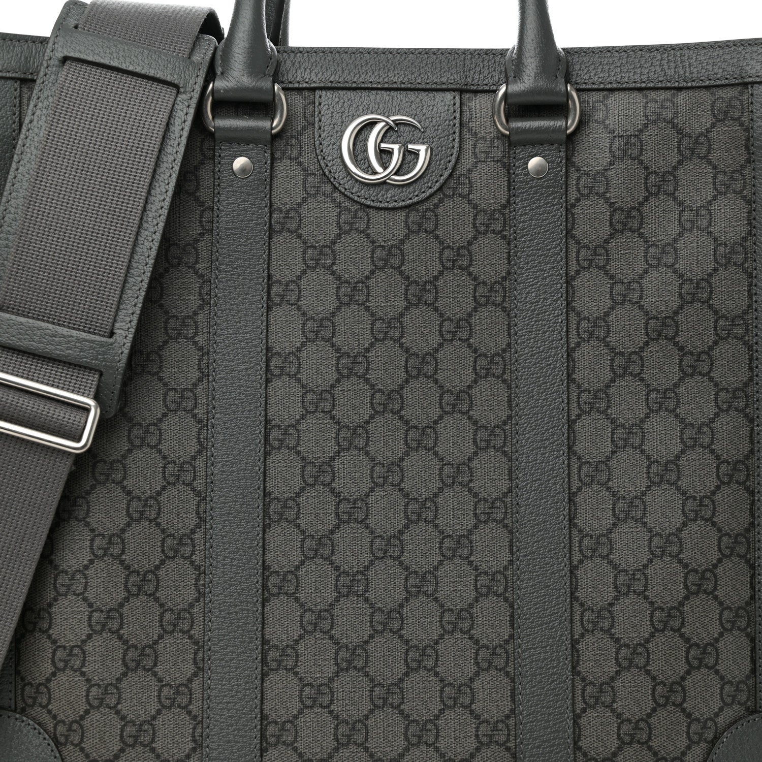 Gucci GG Supreme Monogram Textured Dollar Calfskin Medium Ophidia Tote Grey Black Graphite Grey 8 of 10