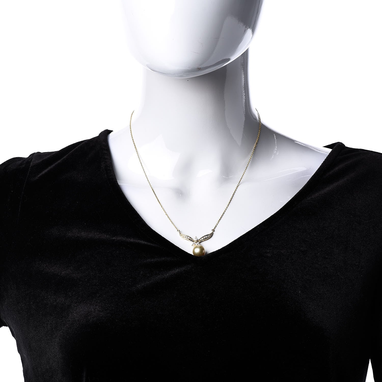 Mikimoto 18K Yellow Gold Diamond Golden South Sea Pearl 10mm Pendant Necklace 2 of 5