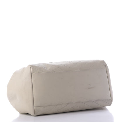 Saint Laurent Pebbled Lambskin Chevron Monogram Large Nolita White Vintage 4 of 9