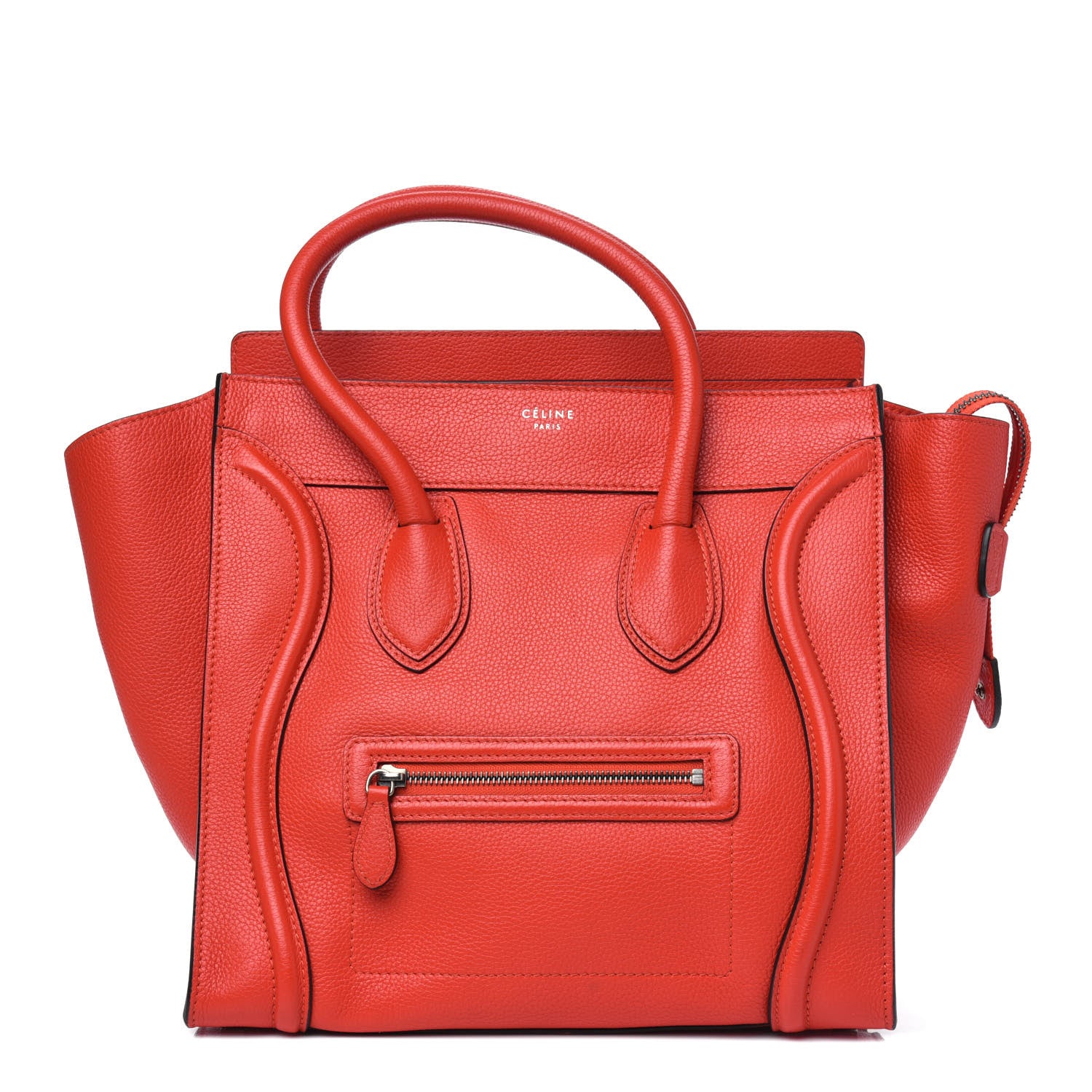 Celine Drummed Calfskin Mini Luggage Coquelicot 1 of 4