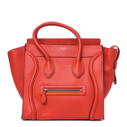 Celine Drummed Calfskin Mini Luggage Coquelicot 1 of 4