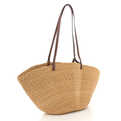 Loewe Calfskin Raffia Paulas Ibiza Small Shell Basket Tote Bag Natural Tan 3 of 9