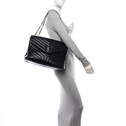 Saint Laurent Calfskin Y Quilted Monogram Large Loulou Chain Satchel Black 2 of 10