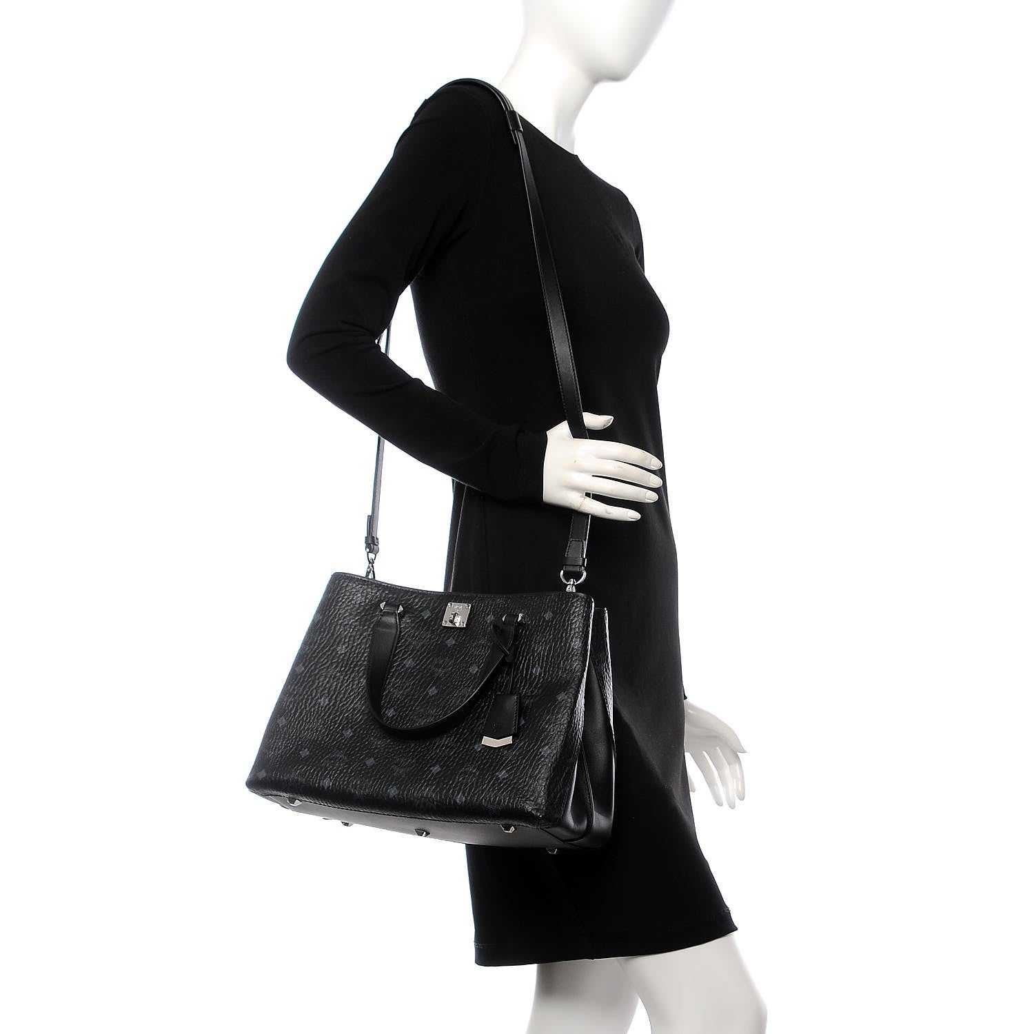 MCM Visetos Large Essential Tote Black 3 of 9