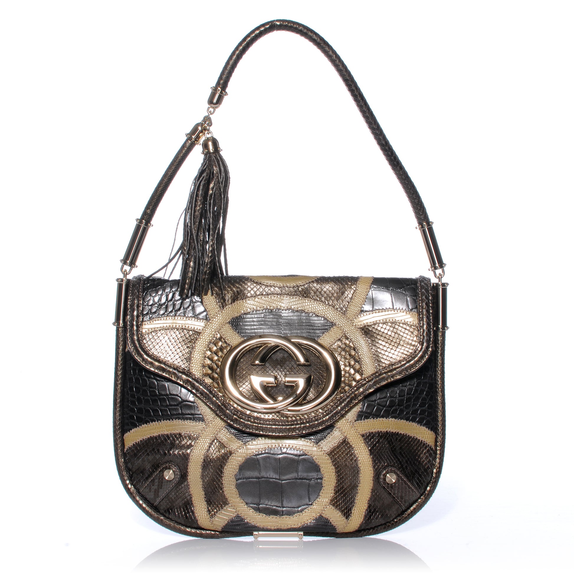 Gucci Exotic Patchwork Britt Medium Shoulder Bag 1 of 7