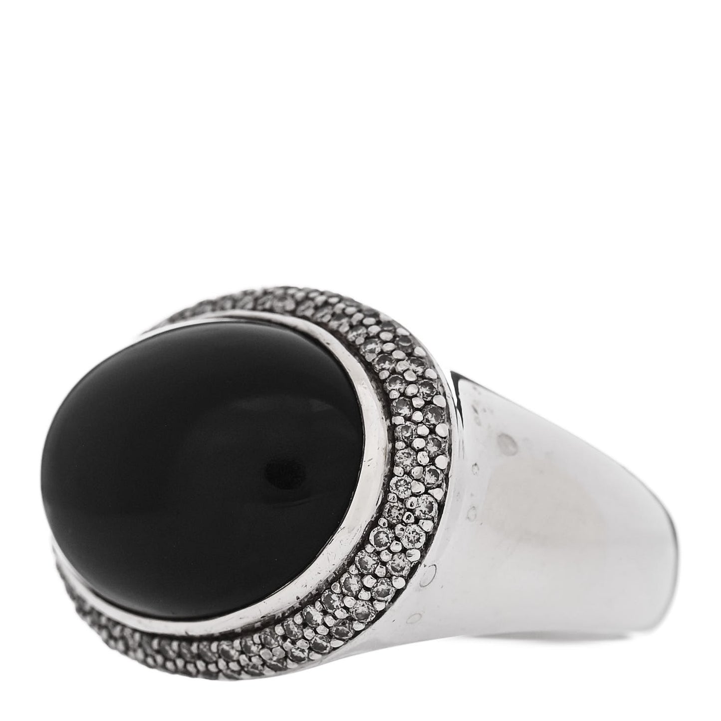 Sterling Silver Diamond Black Onyx Signature Oval Ring 54 7