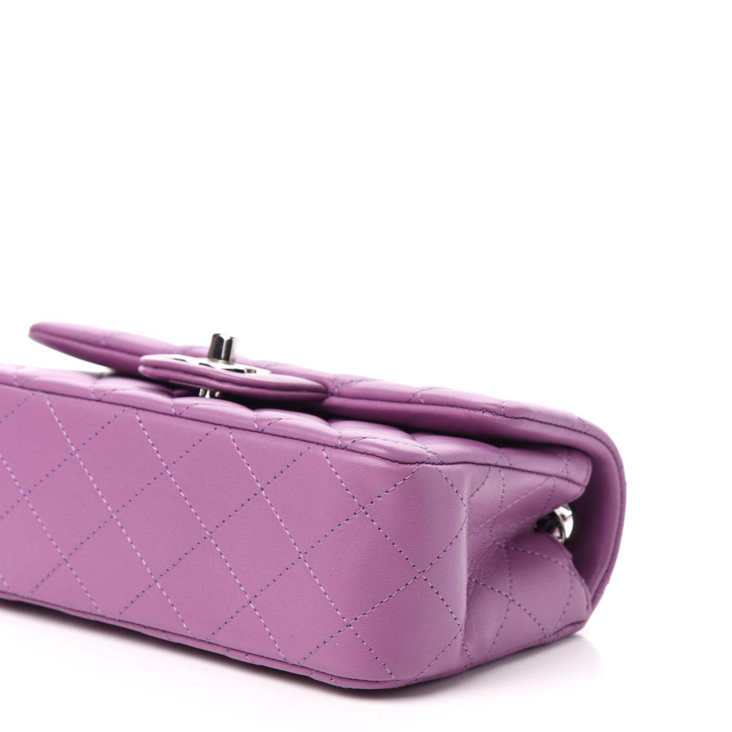 Lambskin Quilted Mini Rectangular Flap Purple