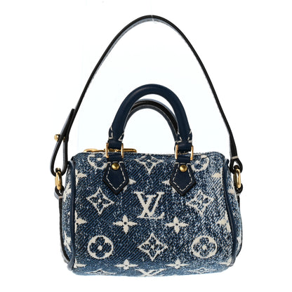 Louis Vuitton Denim Monogram Jacquard Micro Speedy Bag Charm Bleu 1 of 4