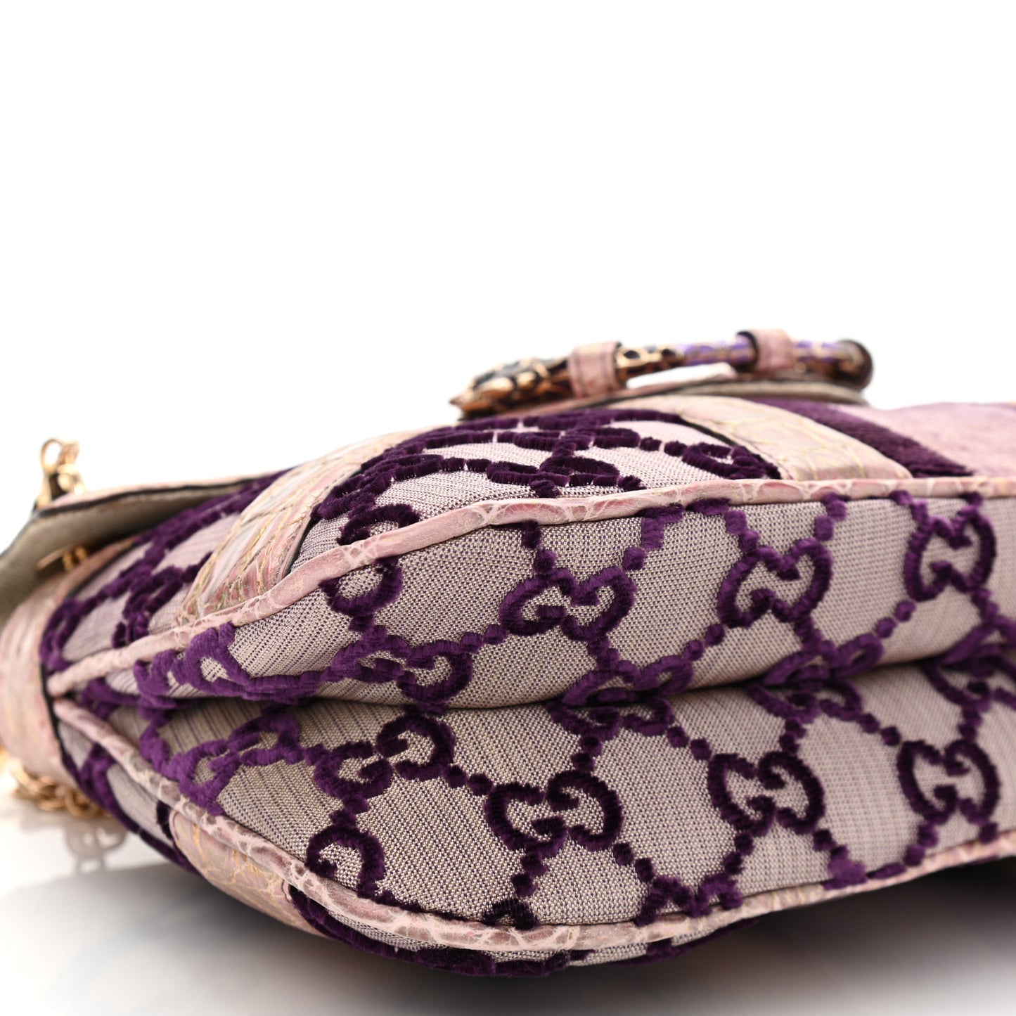 Velvet Monogram Crocodile Tom Ford Jeweled Dragon Shoulder Bag Purple Pink