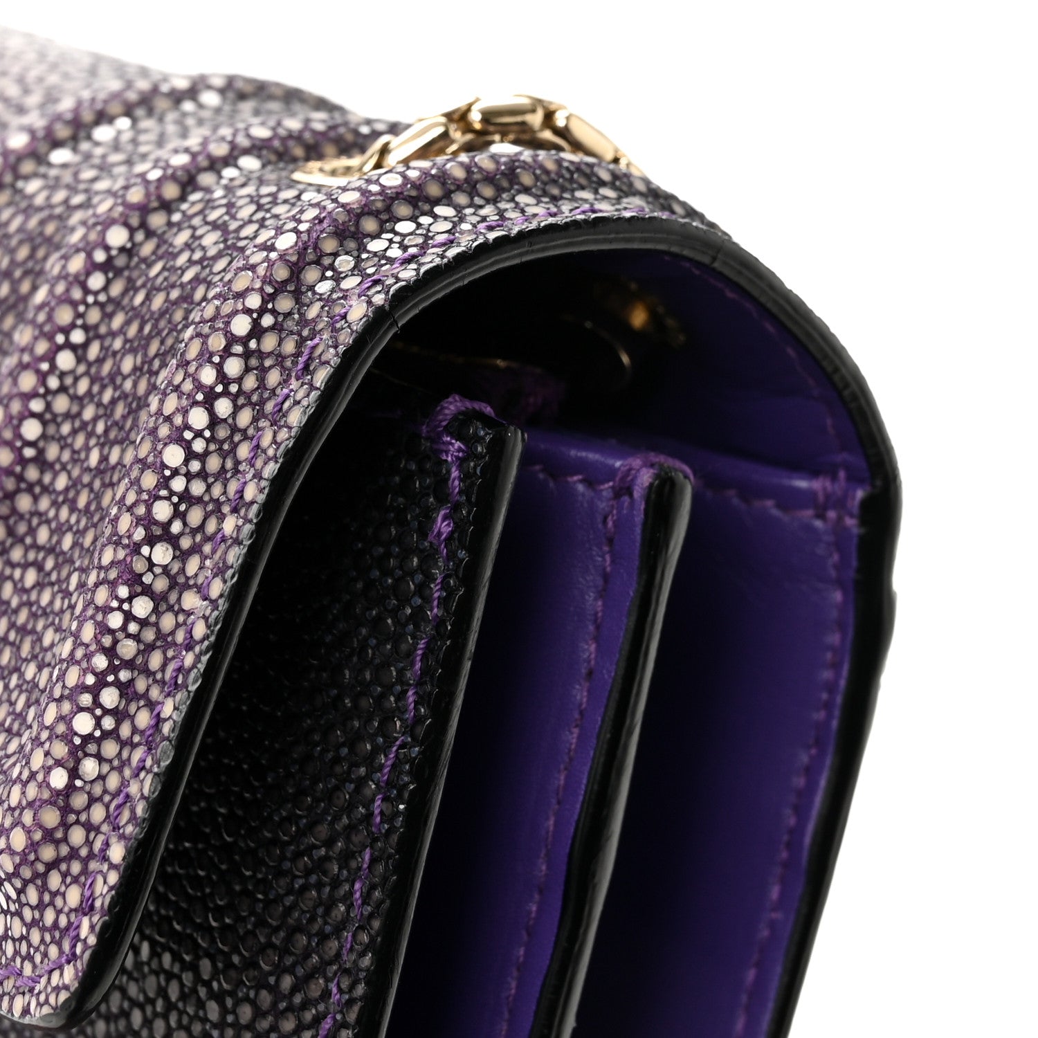 Bulgari Calfskin Galuchat Serpenti Forever Shoulder Bag Purple 12 of 14