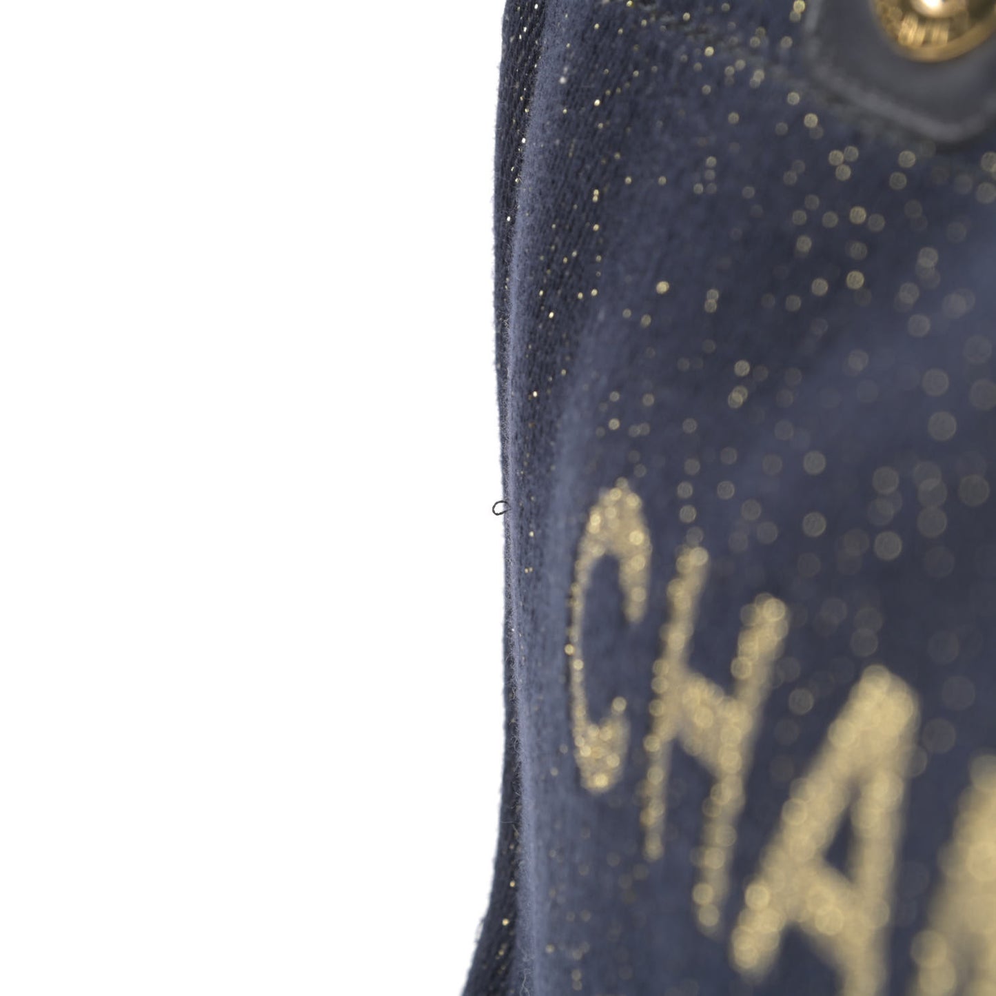 Lurex Canvas Small Deauville Tote Navy Blue Gold
