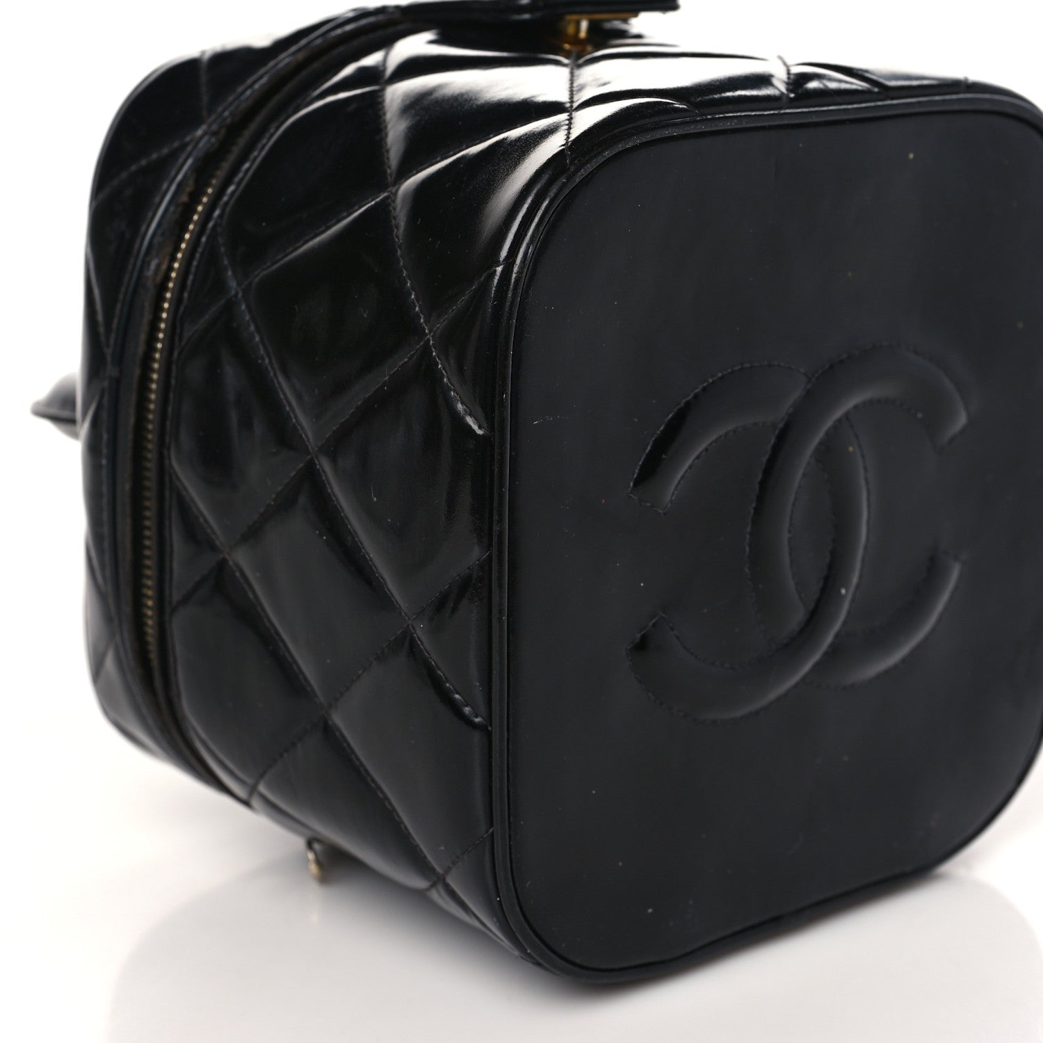 Chanel Patent Quilted Vanity Cosmetic Case Black 8 of 14
