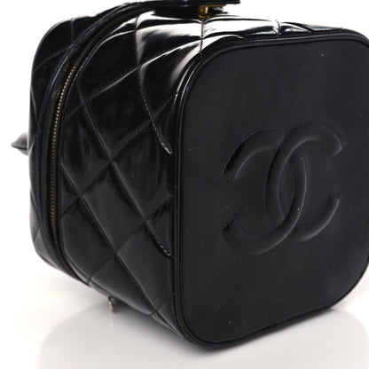 Chanel Patent Quilted Vanity Cosmetic Case Black 8 of 14
