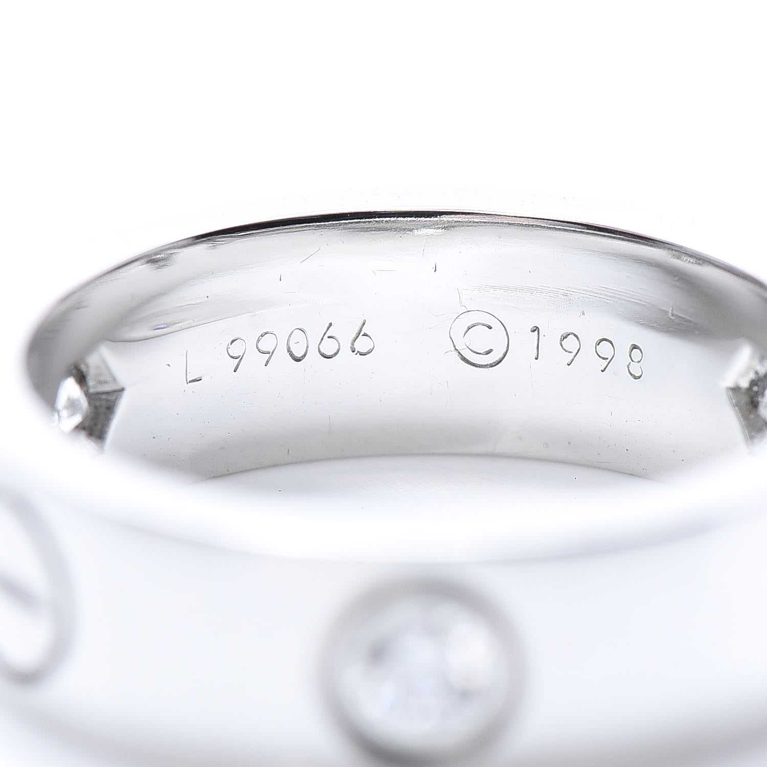 Cartier 18K White Gold 3 Diamond 5.5mm LOVE Ring 48 4.5 5 of 7
