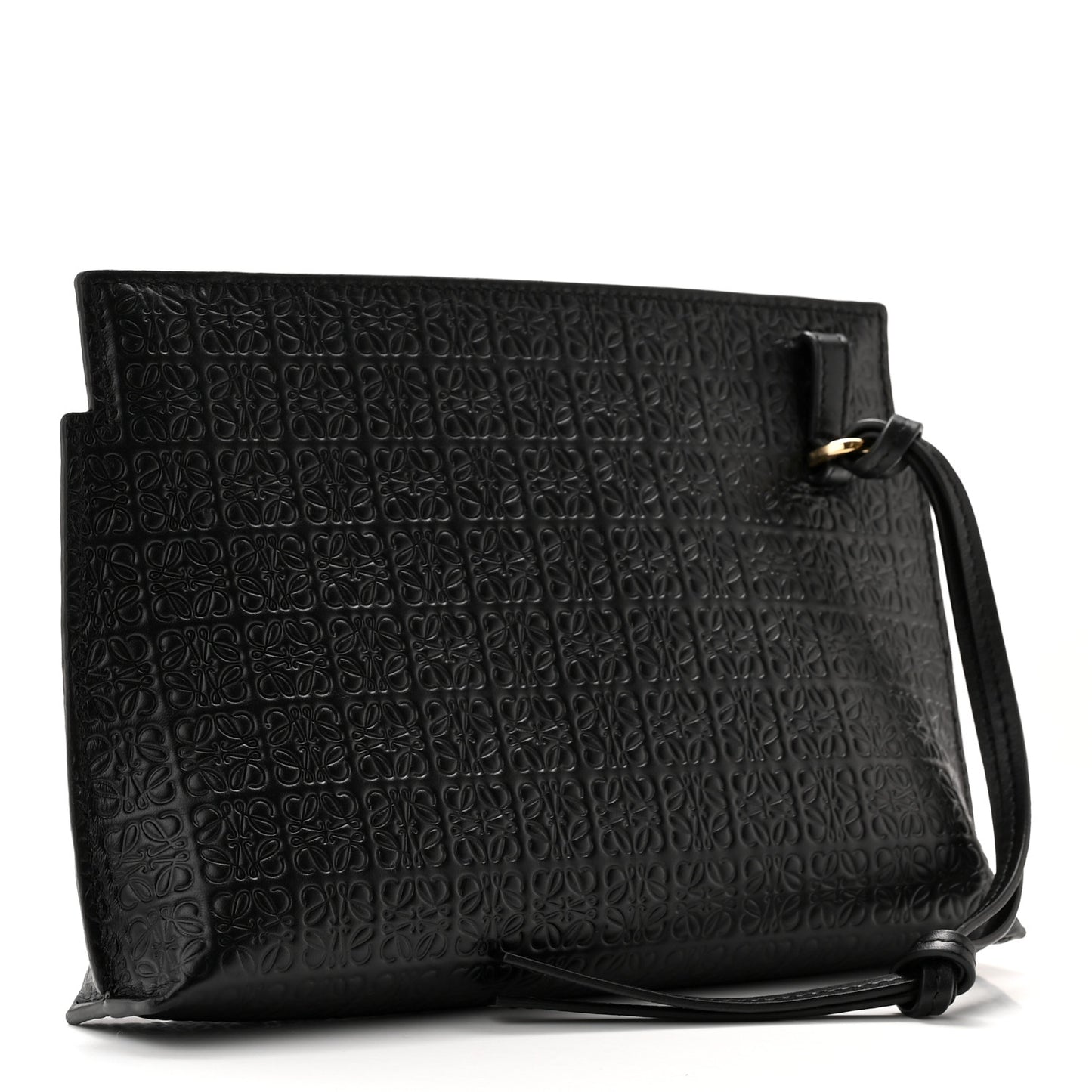 Calfskin Embossed Mini Repeat T Pouch Black