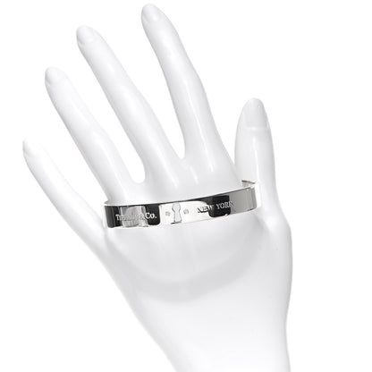 Tiffany Sterling Silver Diamond Narrow Locks Bangle Bracelet 2 of 5
