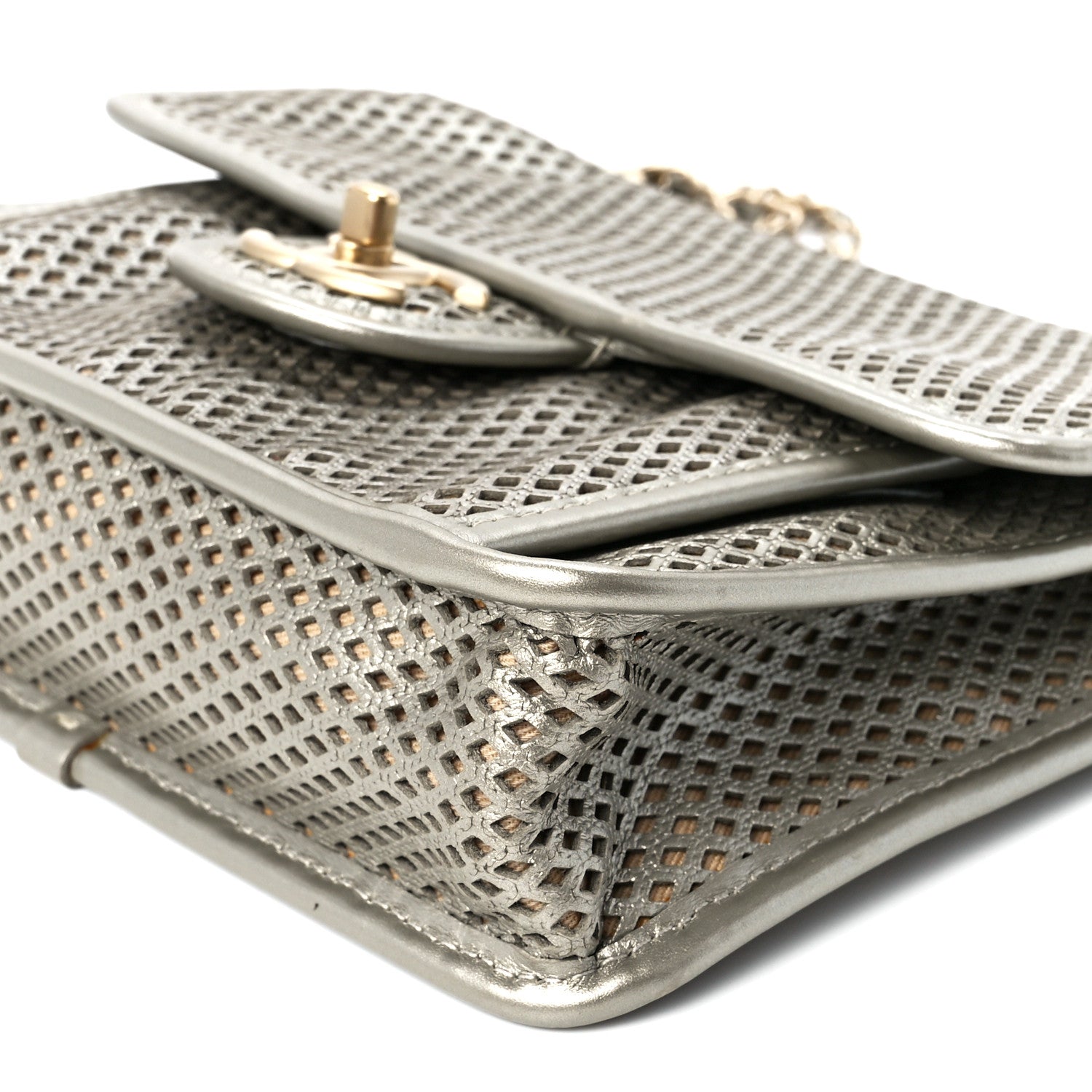 Chanel Metallic Perforated Calfskin Small Up In The Air Flap Light Gold 12 of 13