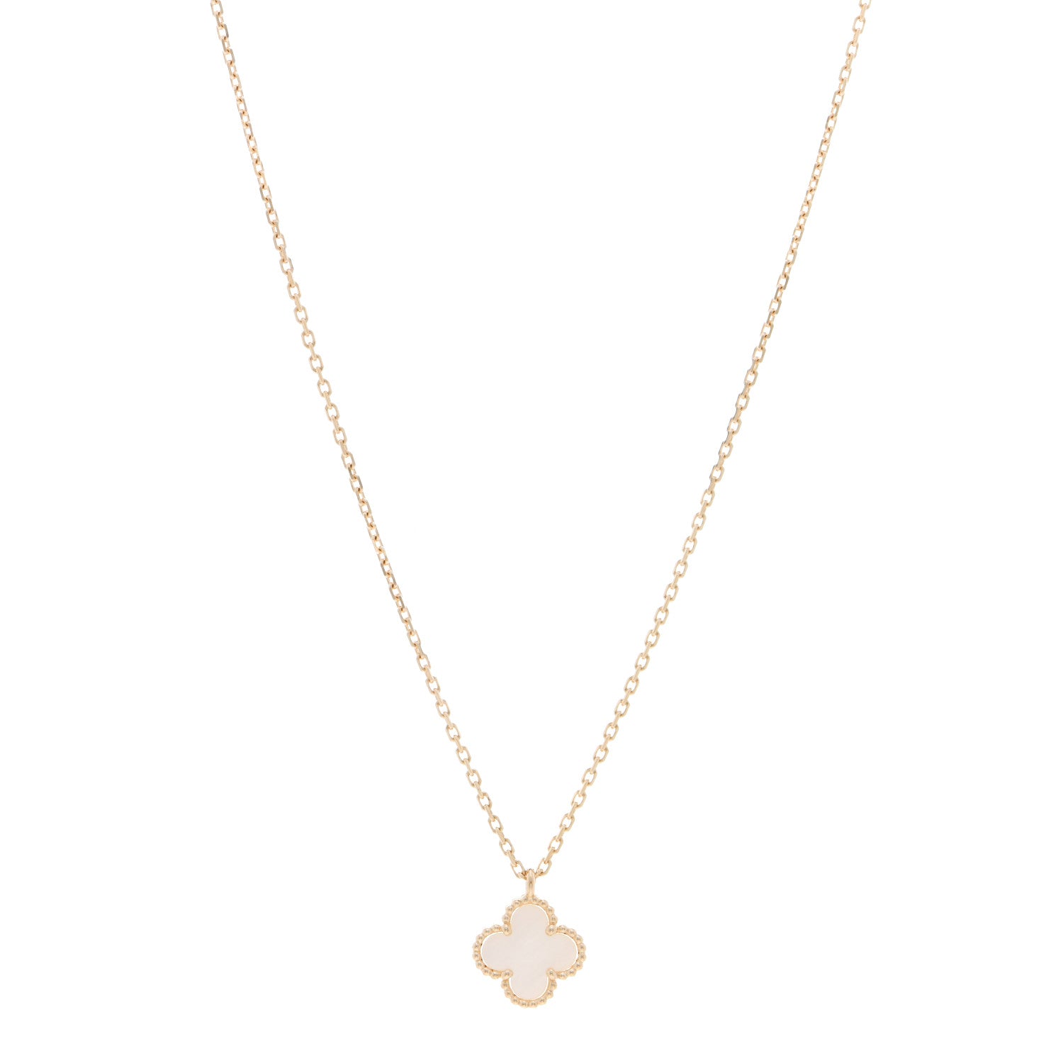 Van Cleef & Arpels 18K Yellow Gold Mother of Pearl Sweet Alhambra Pendant Necklace 1 of 5