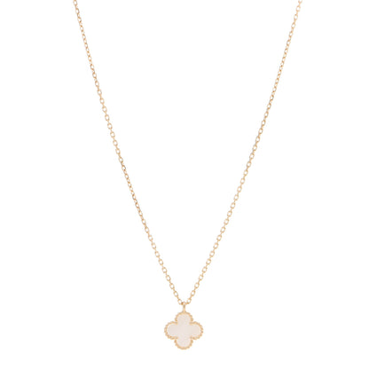Van Cleef & Arpels 18K Yellow Gold Mother of Pearl Sweet Alhambra Pendant Necklace 1 of 5