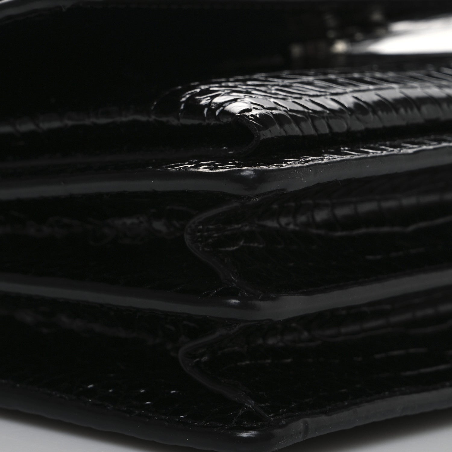 Saint Laurent Calfskin Crocodile Embossed Medium Monogram Sunset Black 8 of 9