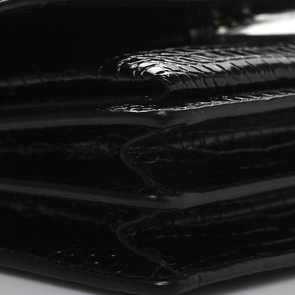 Saint Laurent Calfskin Crocodile Embossed Medium Monogram Sunset Black 8 of 9