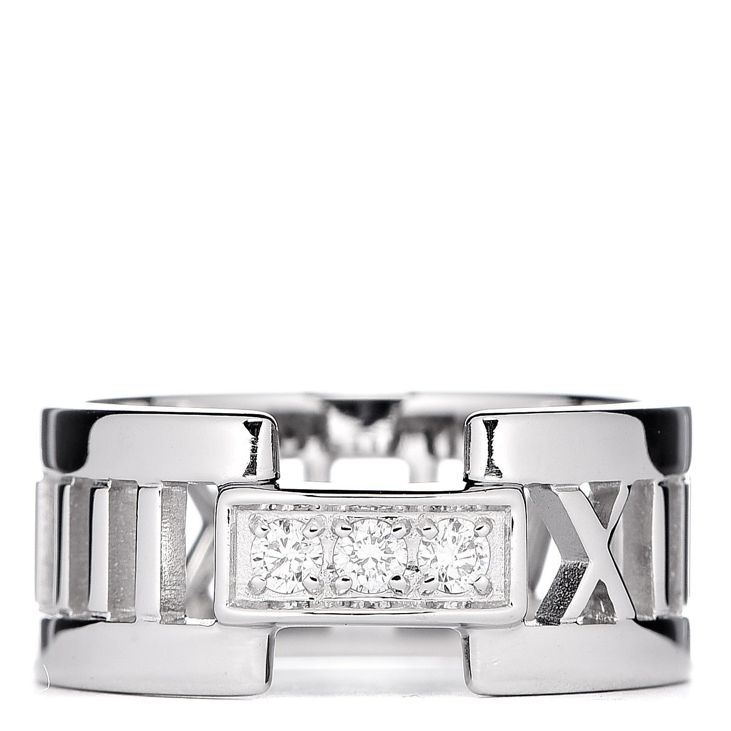 Tiffany 18K White Gold Diamond Open Atlas Ring 53 6.5 1 of 5
