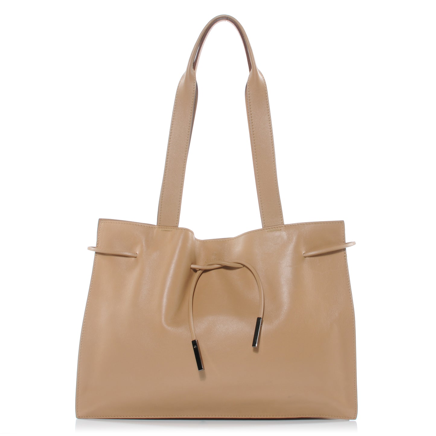Camel Leather Drawstring Bag