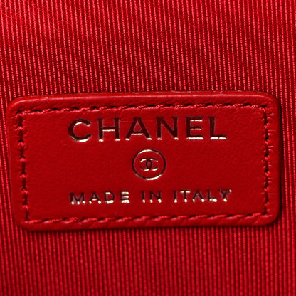 Chanel Lambskin Camellia Embossed Mini Vanity Case With Chain Red 8 of 10