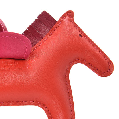 Hermes Milo Lambskin Grigri Rodeo Horse Bag Charm PM Rose Sakura Framboise Rouge Sellier 3 of 4