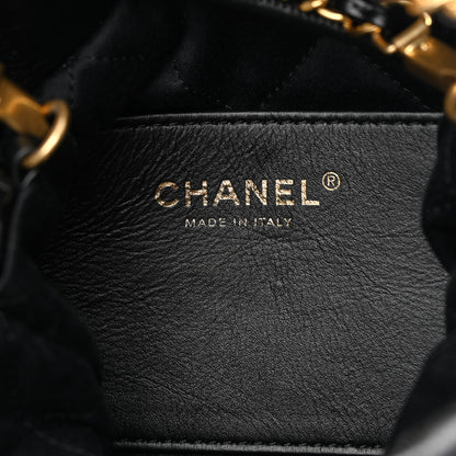 Chanel Shiny Crumpled Calfskin Quilted Pearl Mini Chanel 22 Black 6 of 11