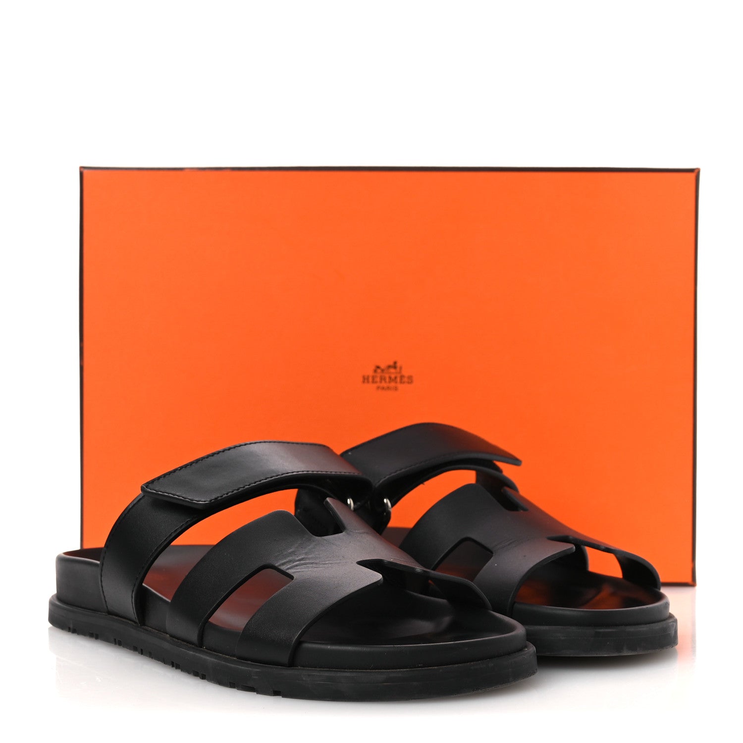 Hermes Calfskin Womens Chypre Sandals 37 Black 14 of 14