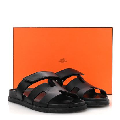 Hermes Calfskin Womens Chypre Sandals 37 Black 14 of 14