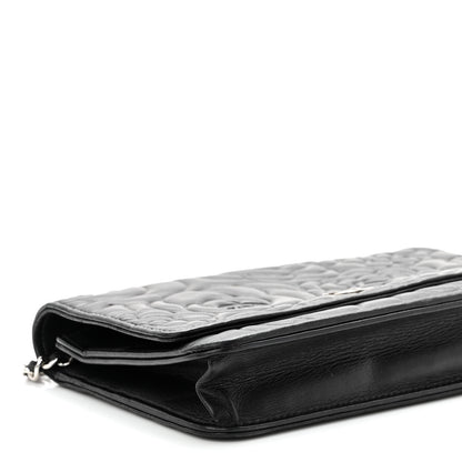 Chanel Lambskin Camellia Embossed Wallet on Chain WOC Black 10 of 12