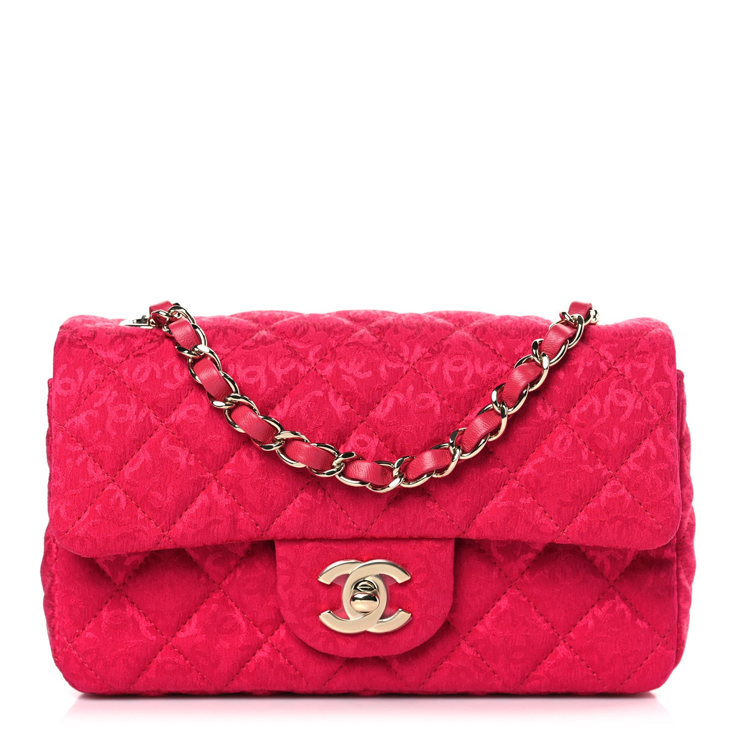 Satin Quilted CC Mini Rectangular Flap Dark Pink