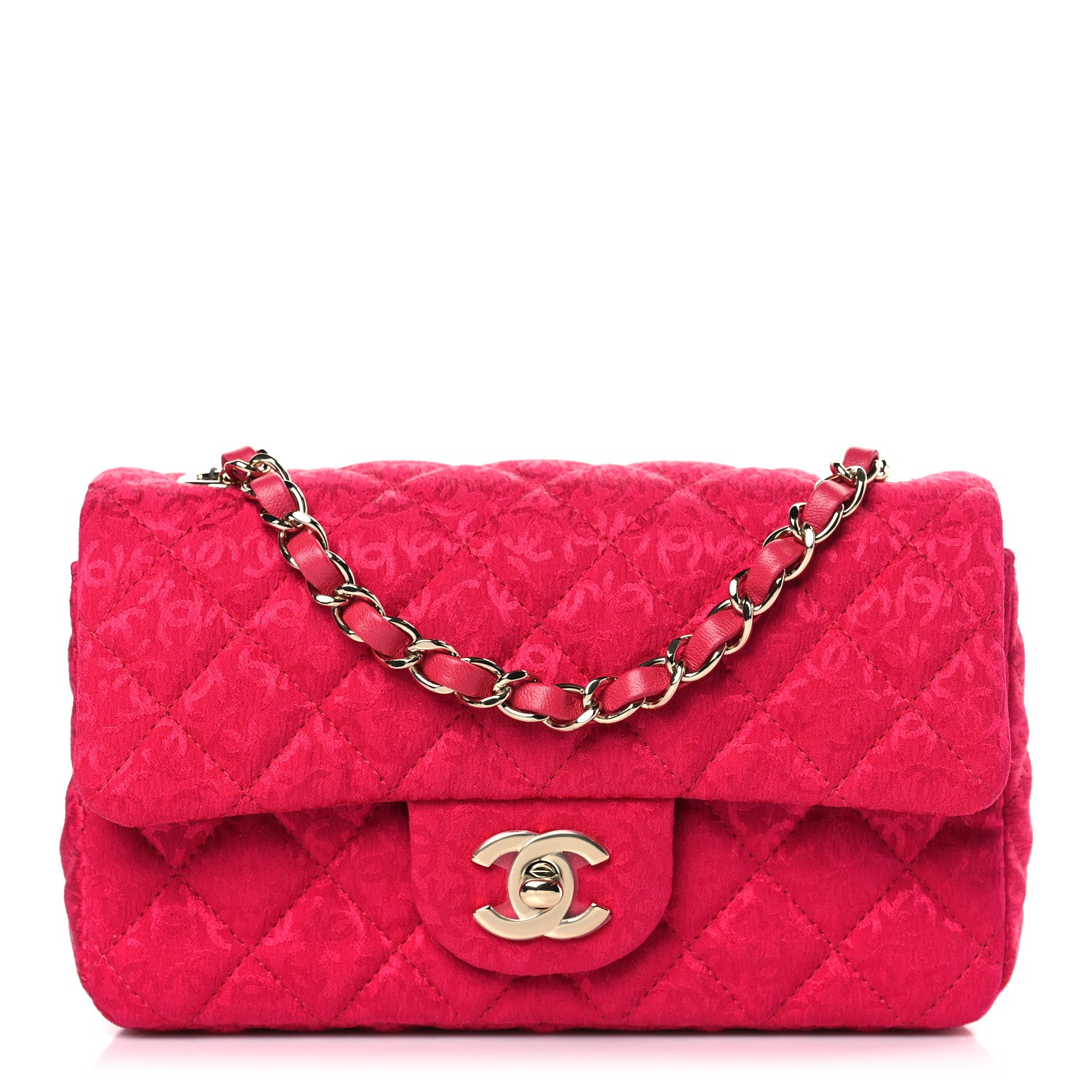 Chanel Satin Quilted CC Mini Rectangular Flap Dark Pink 1 of 10