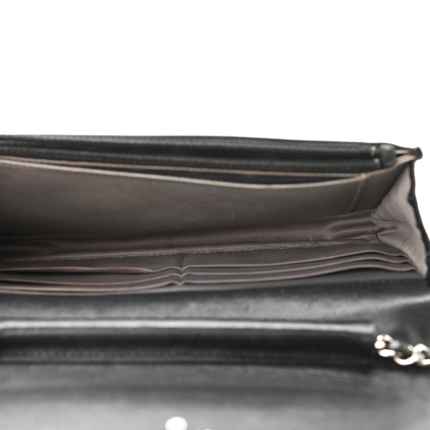 Lambskin Camellia Embossed Wallet on Chain WOC Black