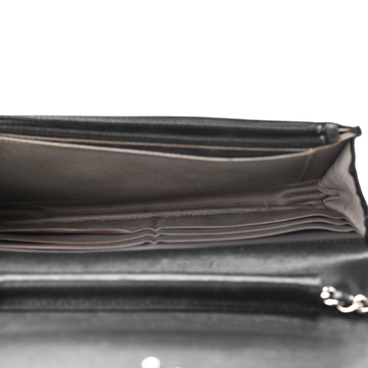 Chanel Lambskin Camellia Embossed Wallet on Chain WOC Black 5 of 17