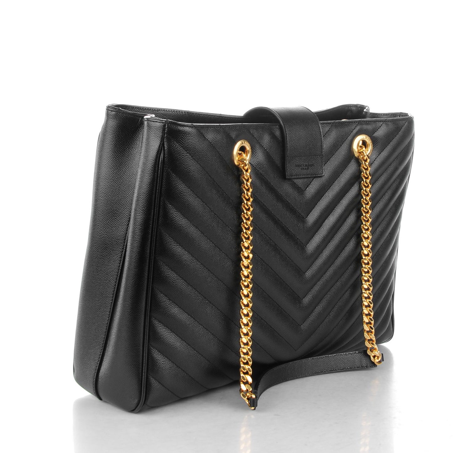 Grain De Poudre Matelasse Chevron Monogram Shopping Bag Black