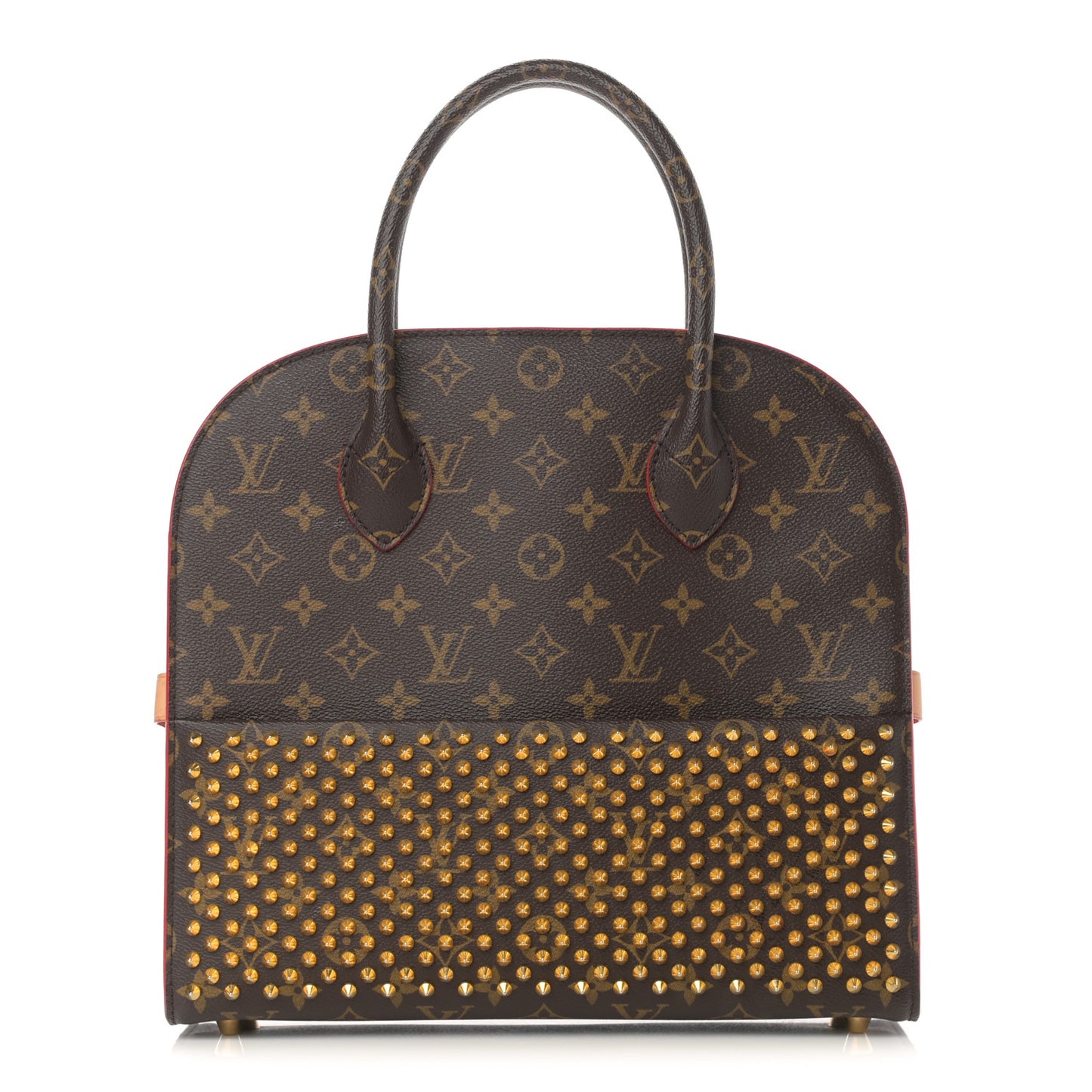 Monogram Calf Hair Spikes Iconoclasts Christian Louboutin Tote Red