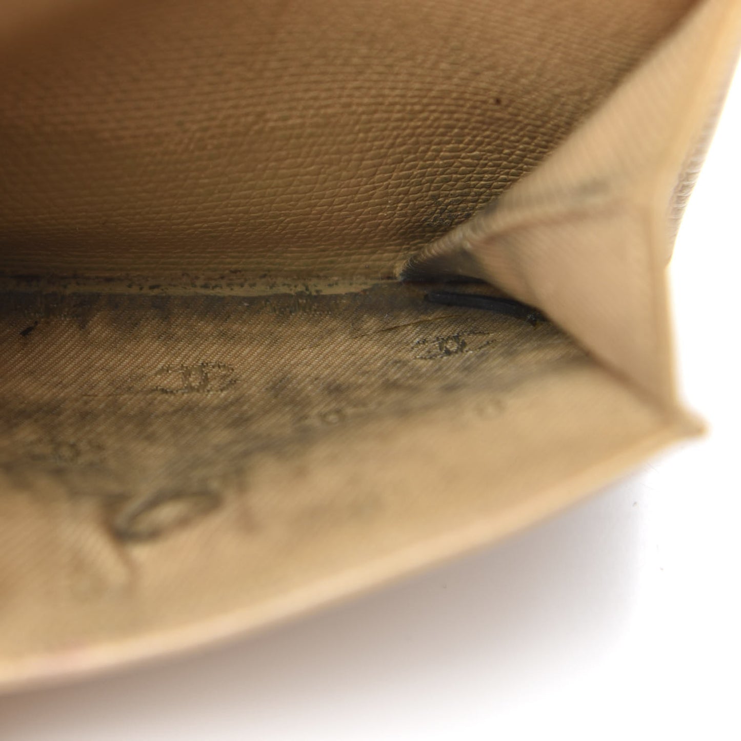 Grained Calfskin CC Button Bi-Fold Wallet Beige